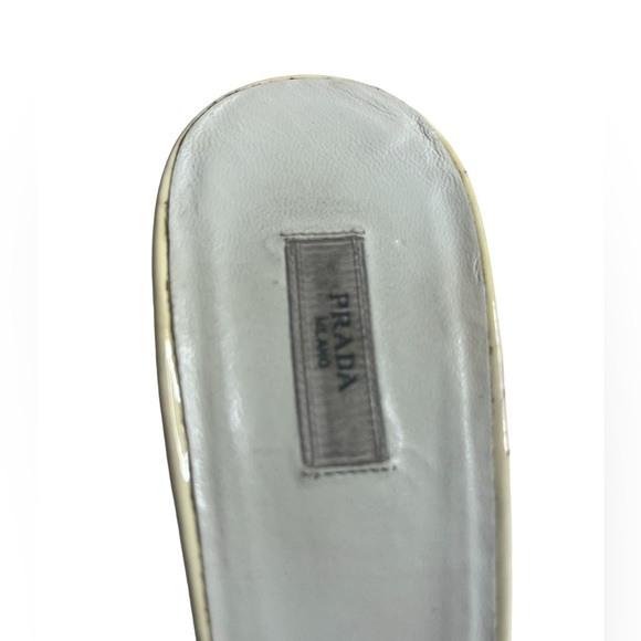 PRADA Patent Leather Peep Toe Heel Off-White 38.5 - Picture 6 of 15